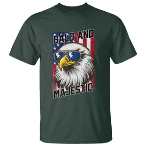 Bald and Majestic T Shirt Patriotic Bald Eagle 4th Of July TS14 Dark Forest Green Print Your Wear