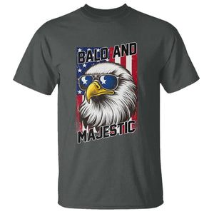 Bald and Majestic T Shirt Patriotic Bald Eagle 4th Of July TS14 Dark Heather Print Your Wear