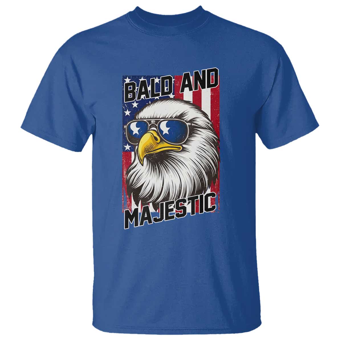 Bald and Majestic T Shirt Patriotic Bald Eagle 4th Of July TS14 Royal Blue Print Your Wear
