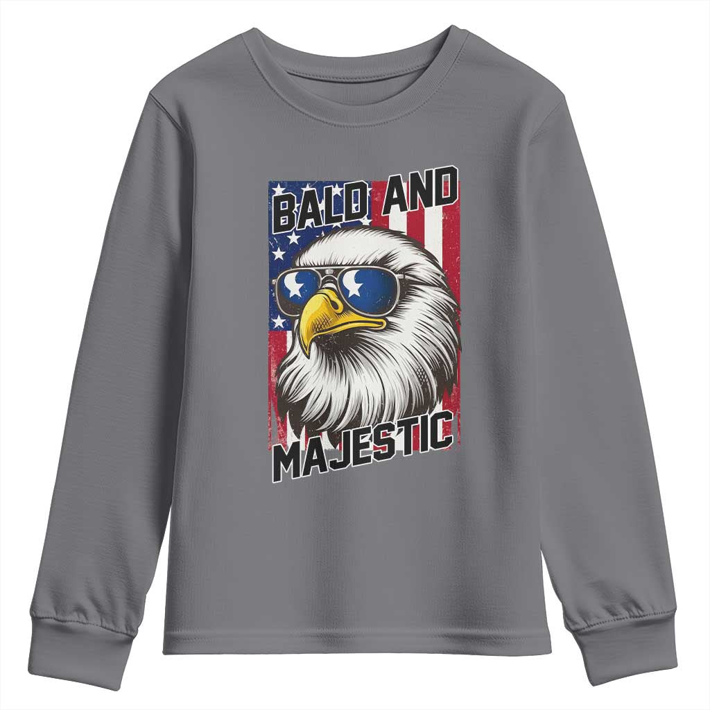 Bald and Majestic Youth Sweatshirt Patriotic Bald Eagle 4th Of July TS14 Charcoal Print Your Wear