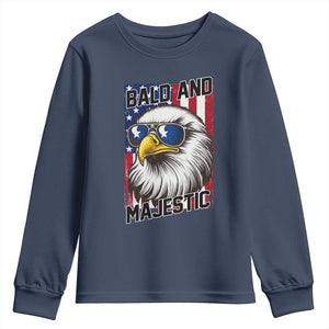 Bald and Majestic Youth Sweatshirt Patriotic Bald Eagle 4th Of July TS14 Navy Print Your Wear