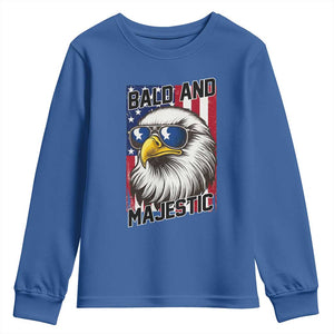 Bald and Majestic Youth Sweatshirt Patriotic Bald Eagle 4th Of July TS14 Royal Blue Print Your Wear