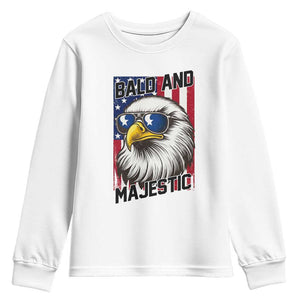 Bald and Majestic Youth Sweatshirt Patriotic Bald Eagle 4th Of July TS14 White Print Your Wear