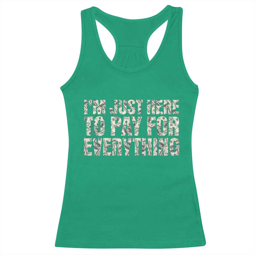 I'm Just Here to Pay for Everything Racerback Tank Top Funny Grandpa Dad Humor Gift TS14 Irish Green Print Your Wear