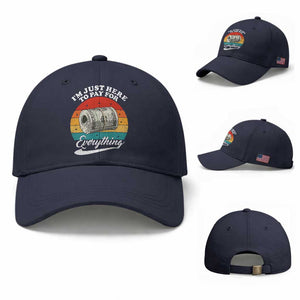 I'm Just Here to Pay for Everything Baseball Cap Funny Dad Grandpa Joke TS14 Baseball Cap Universal Fit Navy Print Your Wear