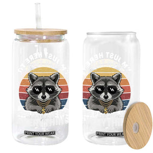 I'm Just Here to Pay for Everything Glass Can Funny Raccoon Dad Granpa Joke TS14 Print Your Wear