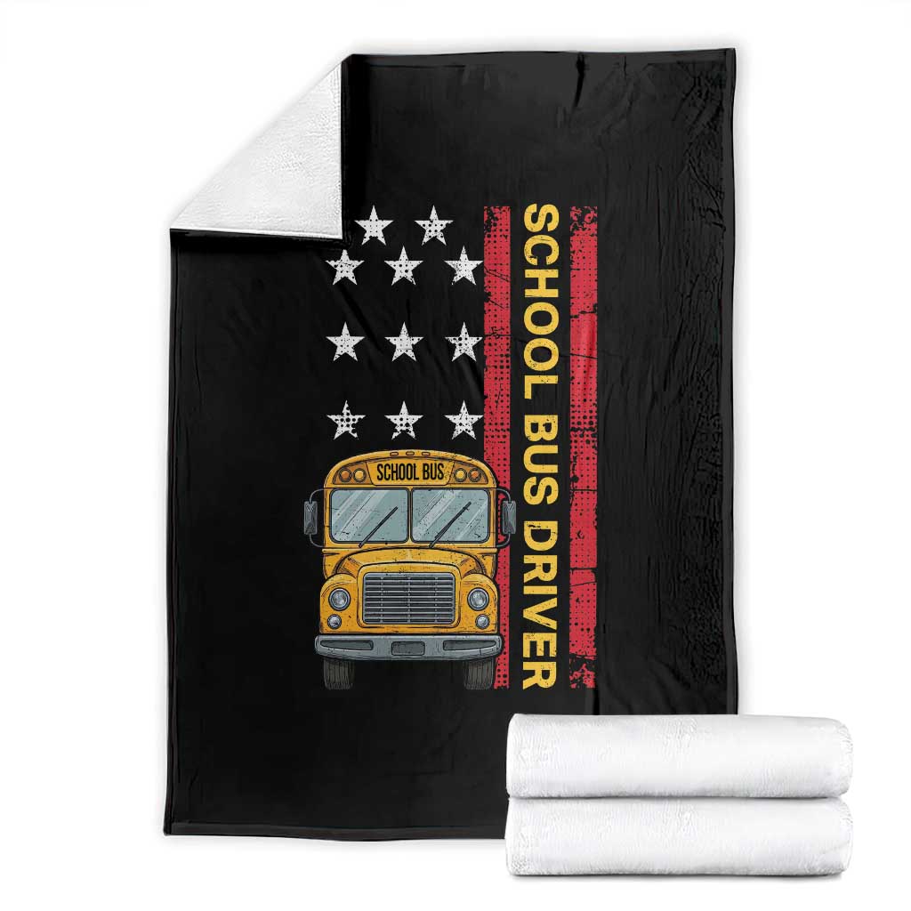 Patriotic School Bus Driver USA American Flag Throw Blanket TS14 Black Print Your Wear
