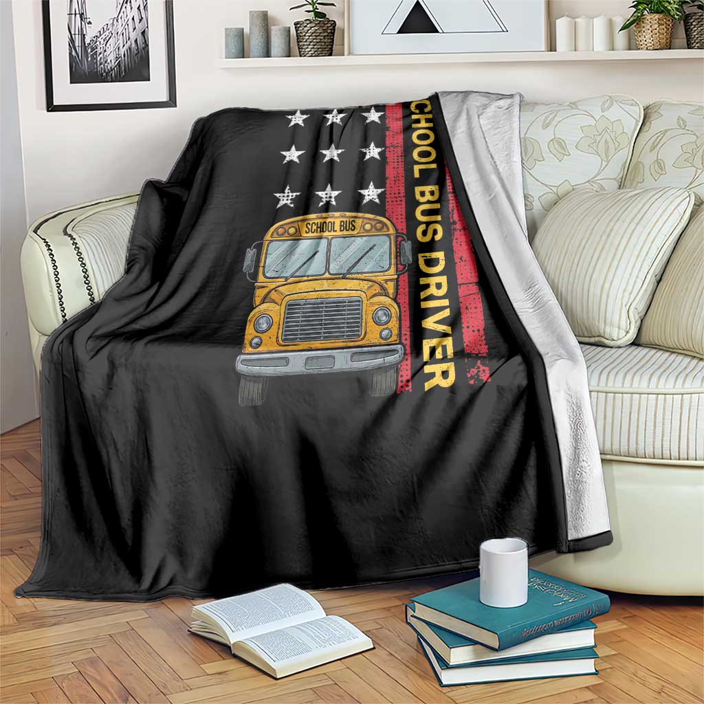 Patriotic School Bus Driver USA American Flag Throw Blanket TS14 Print Your Wear
