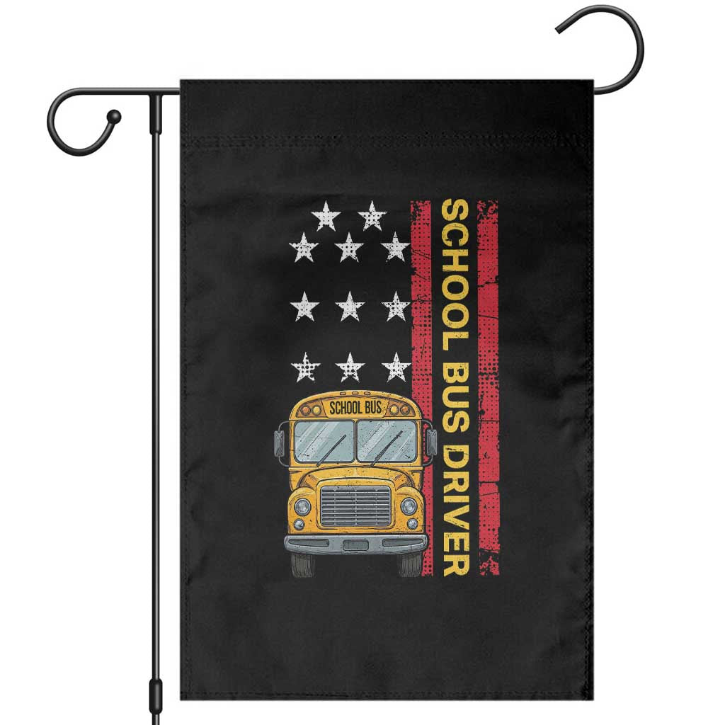 Patriotic School Bus Driver USA American Flag Garden Flag TS14 Black Print Your Wear