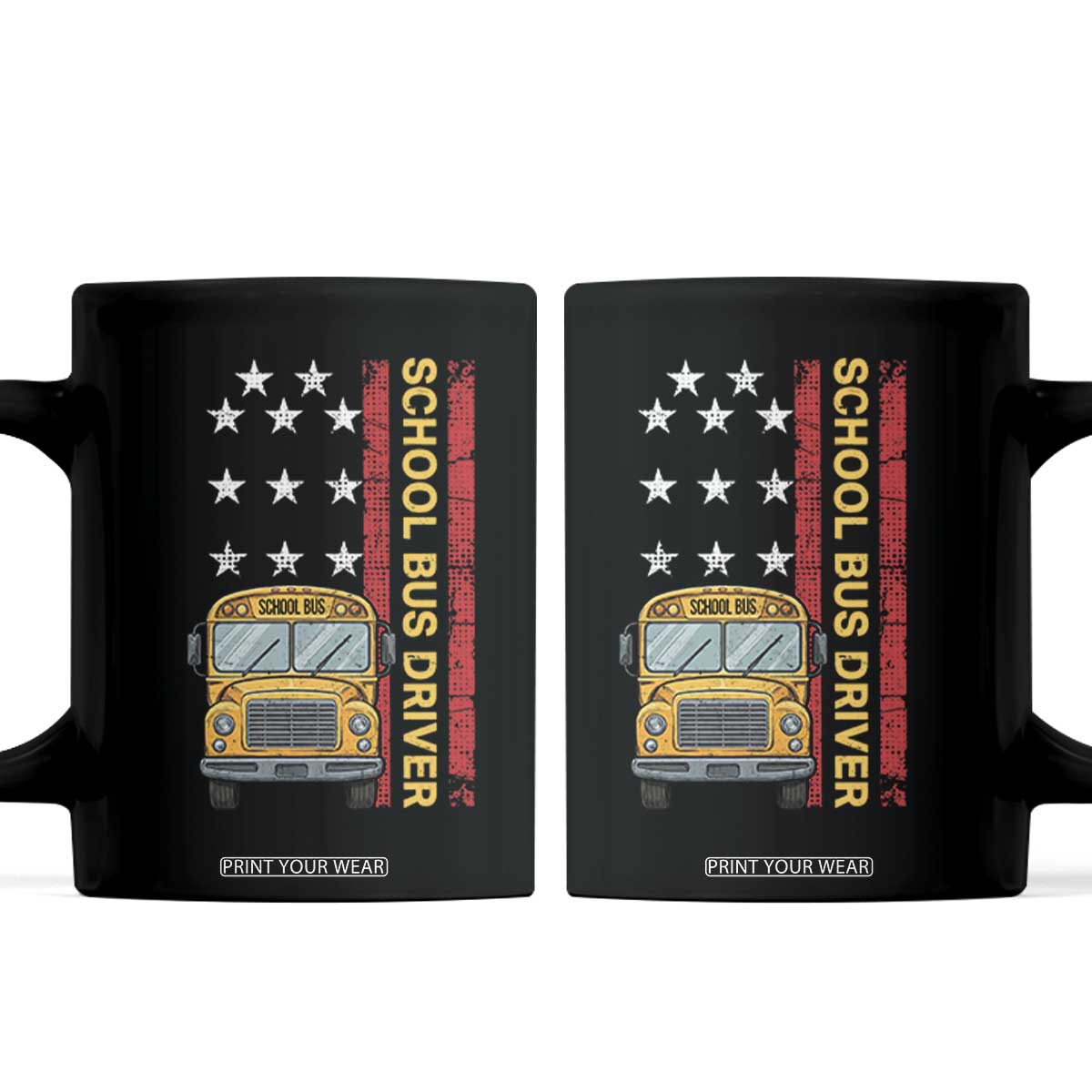 Patriotic School Bus Driver USA American Flag Coffee Mug TS14 Black Print Your Wear