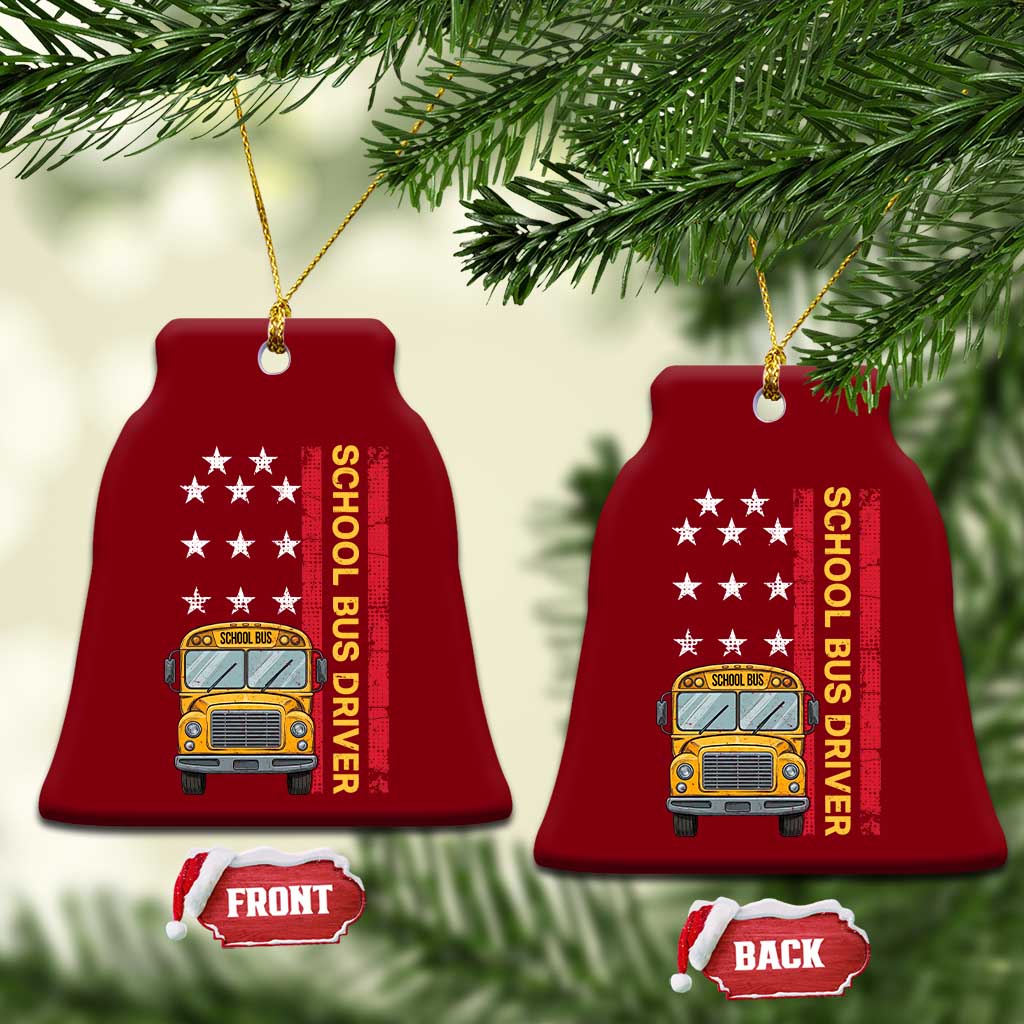 Patriotic School Bus Driver USA American Flag Ceramic Ornament TS14 Print Your Wear