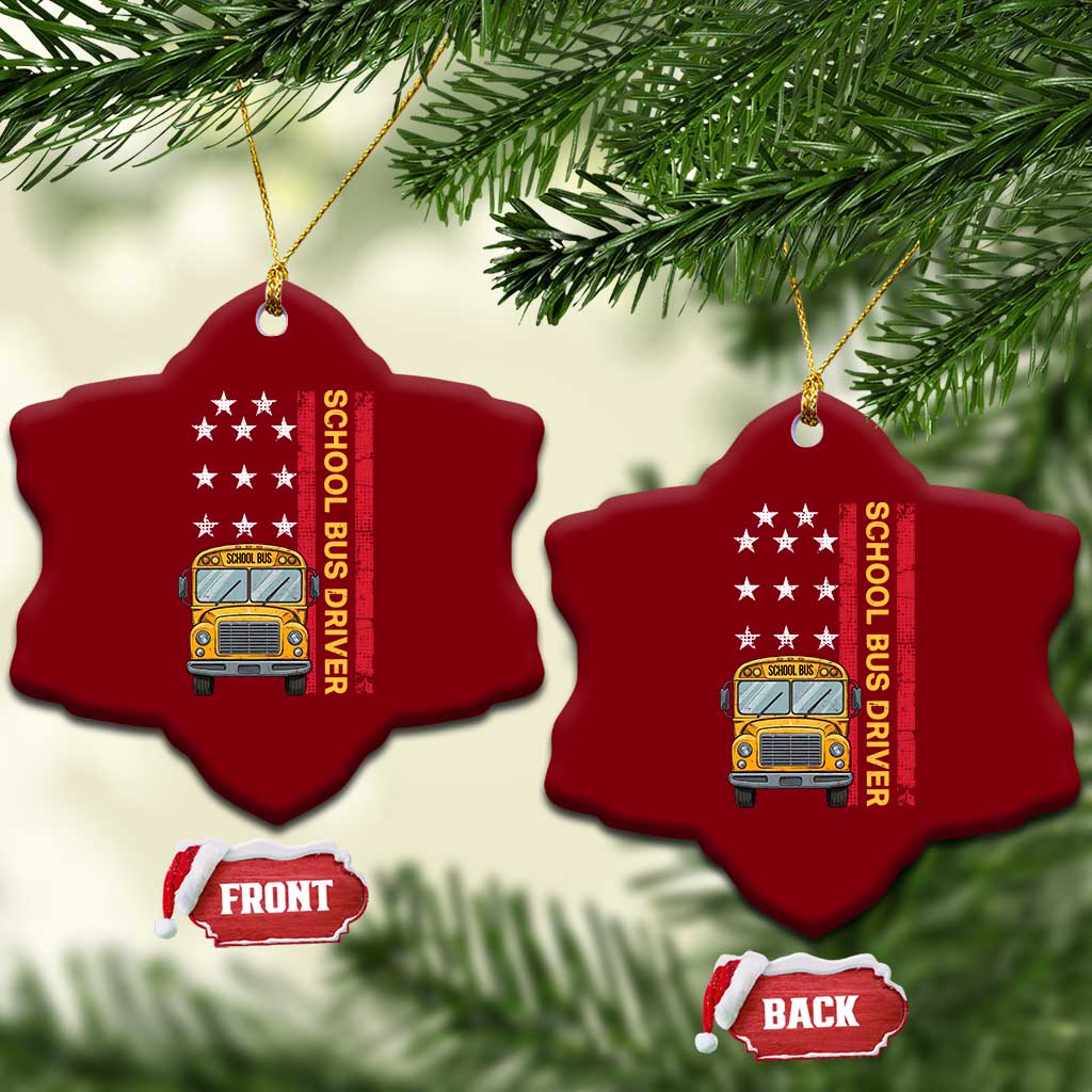 Patriotic School Bus Driver USA American Flag Ceramic Ornament TS14 Print Your Wear
