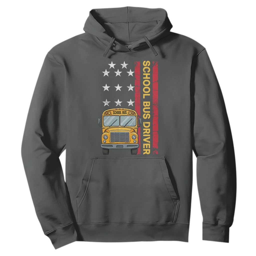 Patriotic School Bus Driver USA American Flag Hoodie TS14 Dark Heather Print Your Wear