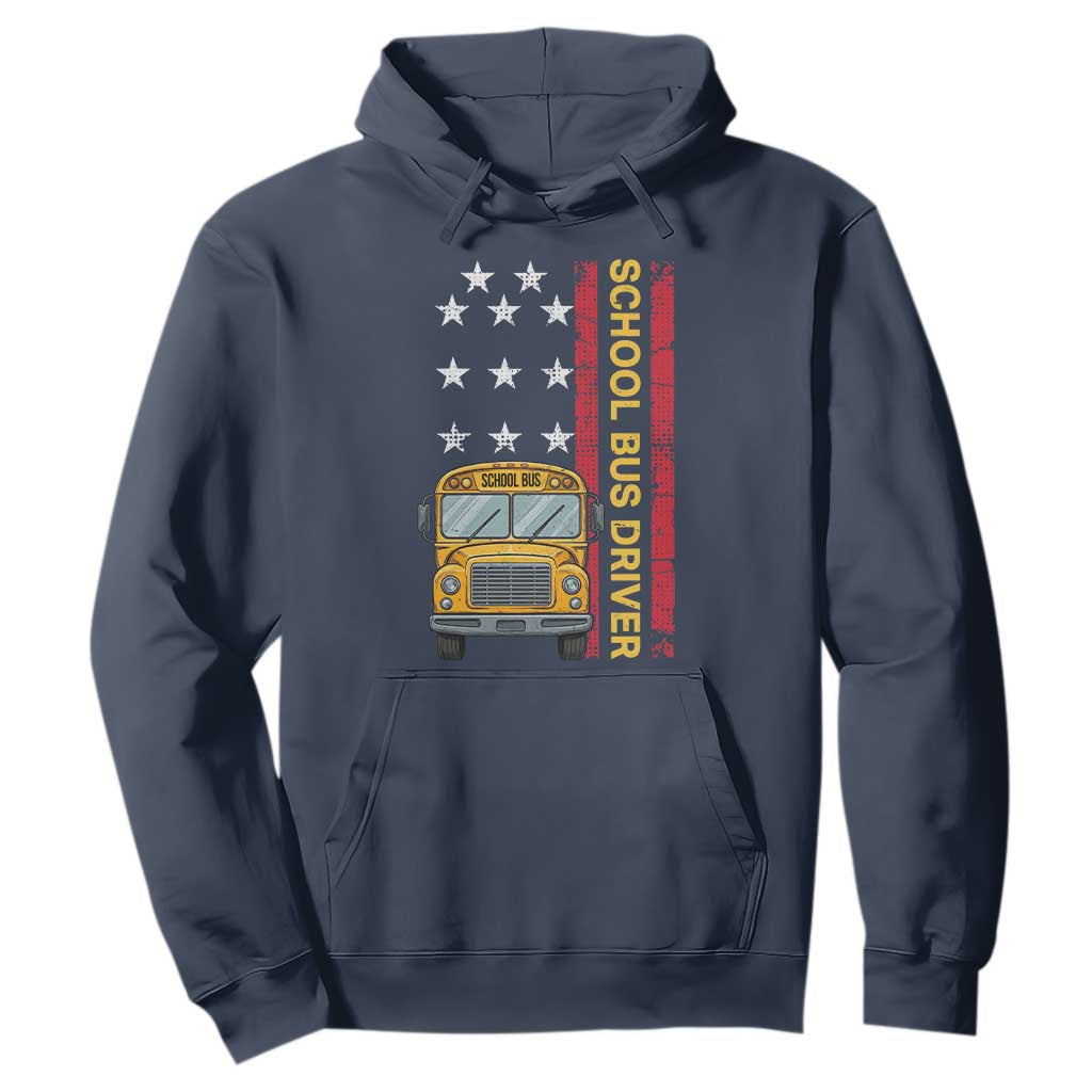 Patriotic School Bus Driver USA American Flag Hoodie TS14 Navy Print Your Wear