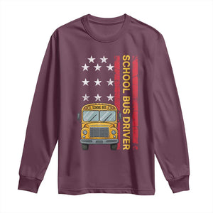 Patriotic School Bus Driver USA American Flag Long Sleeve Shirt TS14 Maroon Print Your Wear