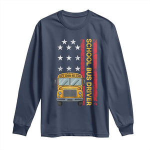 Patriotic School Bus Driver USA American Flag Long Sleeve Shirt TS14 Navy Print Your Wear
