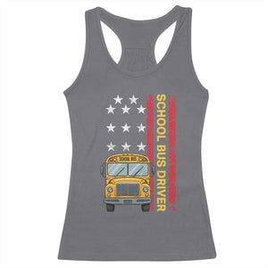 Patriotic School Bus Driver USA American Flag Racerback Tank Top TS14 Charcoal Print Your Wear