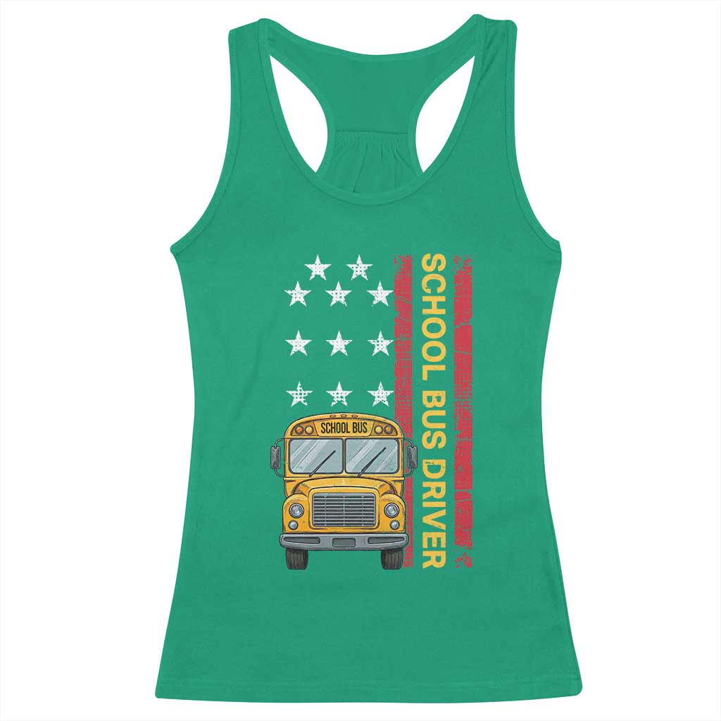 Patriotic School Bus Driver USA American Flag Racerback Tank Top TS14 Irish Green Print Your Wear