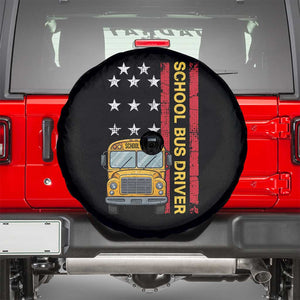 Patriotic School Bus Driver USA American Flag Spare Tire Cover TS14 Black Print Your Wear