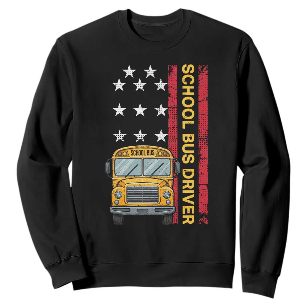 Patriotic School Bus Driver USA American Flag Sweatshirt TS14 Black Print Your Wear
