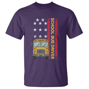 Patriotic School Bus Driver USA American Flag T Shirt TS14 Purple Print Your Wear