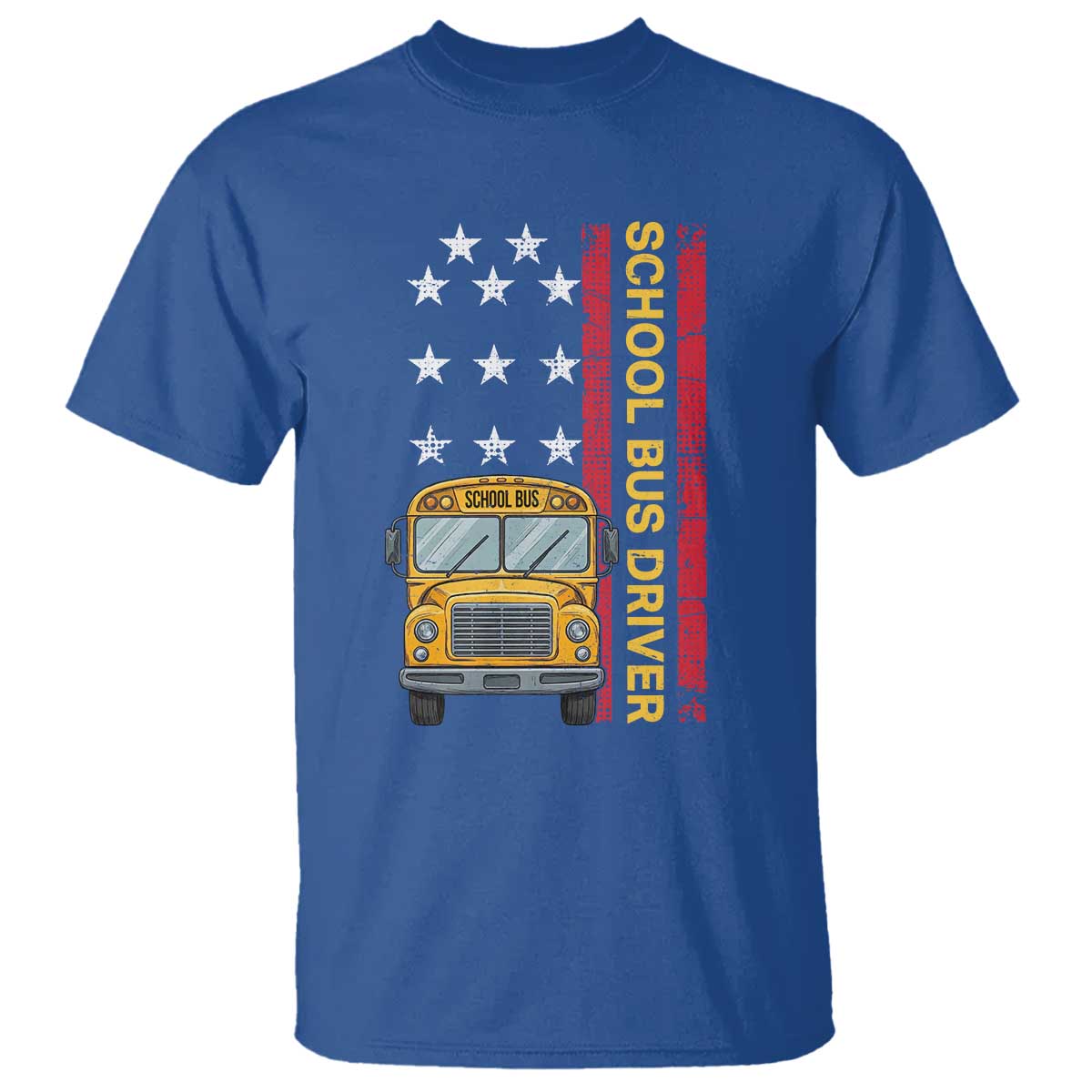 Patriotic School Bus Driver USA American Flag T Shirt TS14 Royal Blue Print Your Wear