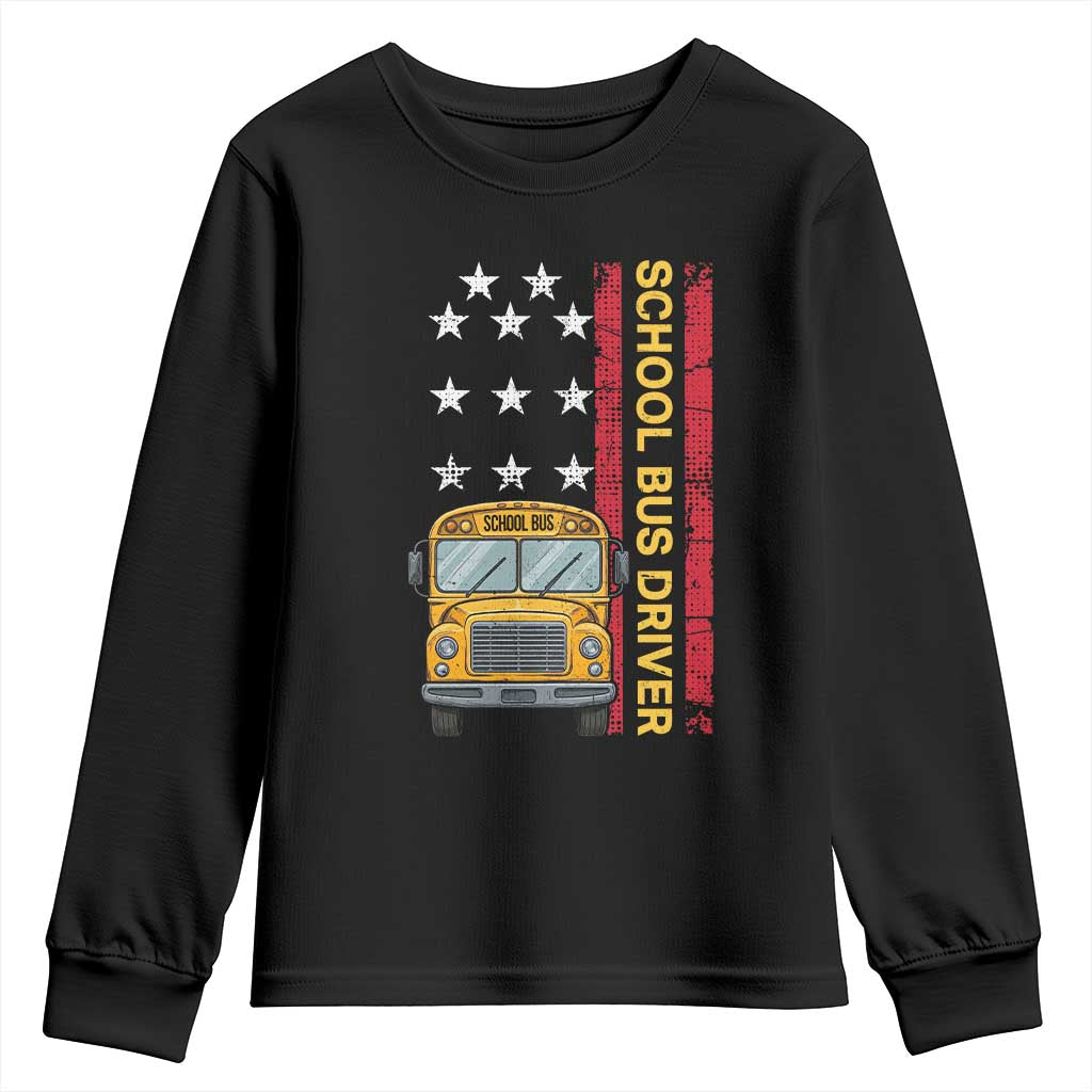 Patriotic School Bus Driver USA American Flag Youth Sweatshirt TS14 Black Print Your Wear