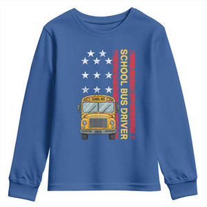 Patriotic School Bus Driver USA American Flag Youth Sweatshirt TS14 Royal Blue Print Your Wear