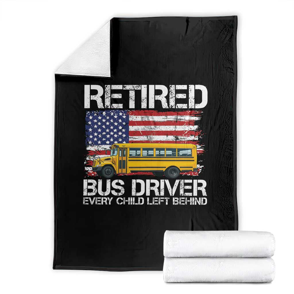 Retired School Bus Driver Throw Blanket Patriotic USA American Flag TS14 Black Print Your Wear