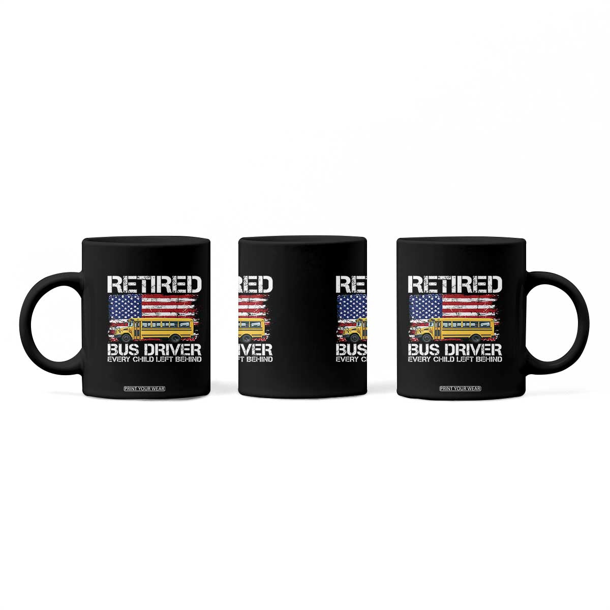 Retired School Bus Driver Coffee Mug Patriotic USA American Flag TS14 Print Your Wear
