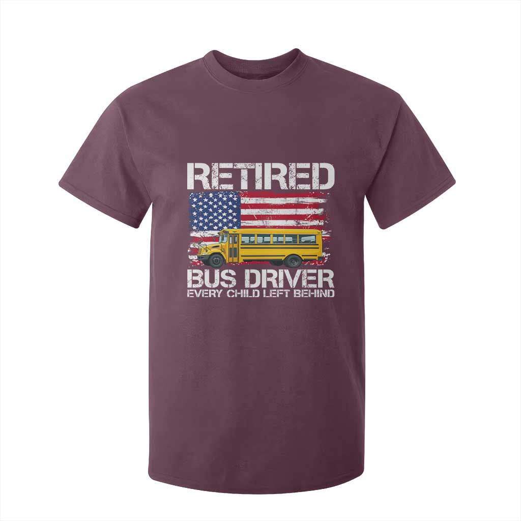 Retired School Bus Driver T Shirt For Kid Patriotic USA American Flag TS14 Maroon Print Your Wear