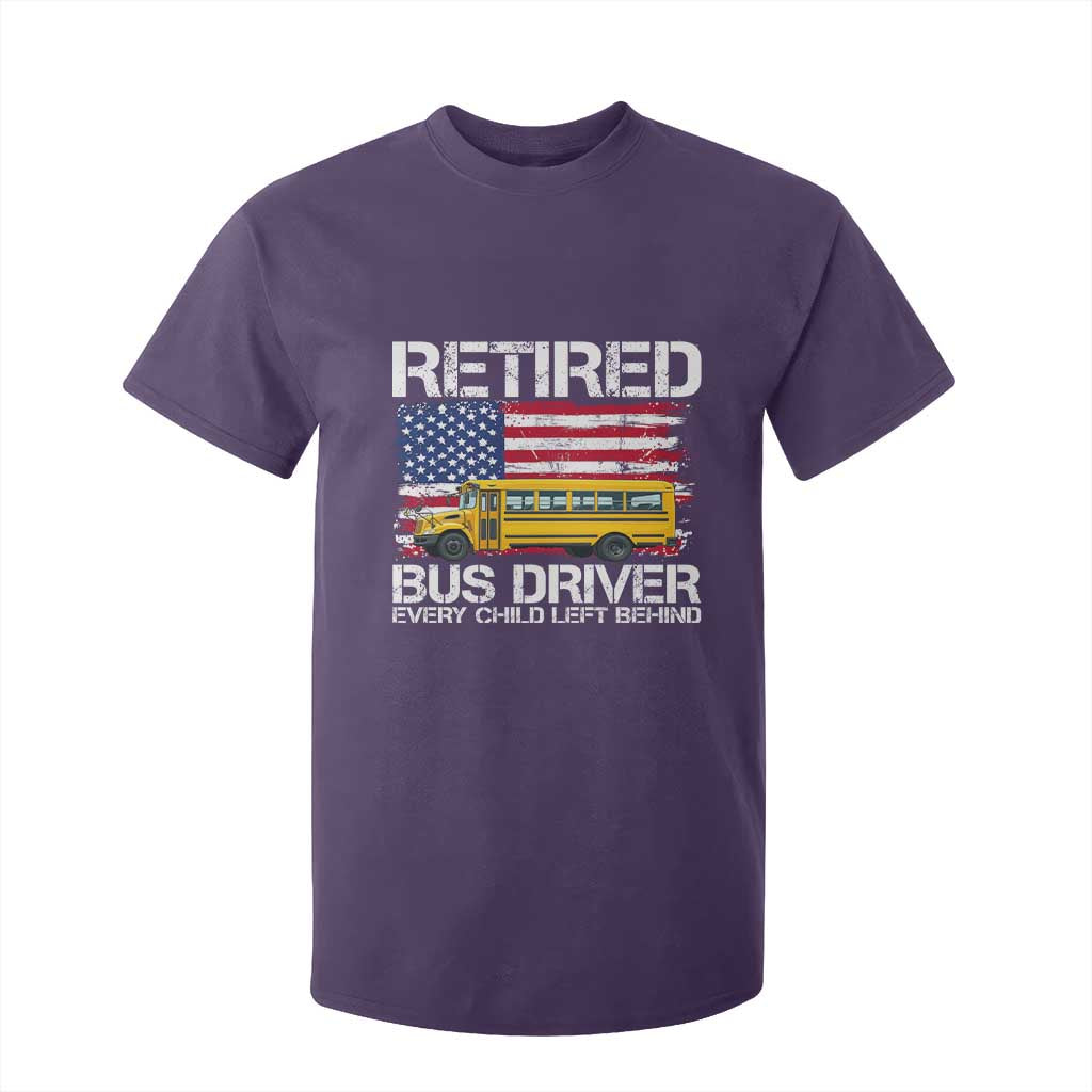 Retired School Bus Driver T Shirt For Kid Patriotic USA American Flag TS14 Purple Print Your Wear