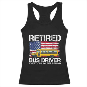Retired School Bus Driver Racerback Tank Top Patriotic USA American Flag TS14 Black Print Your Wear