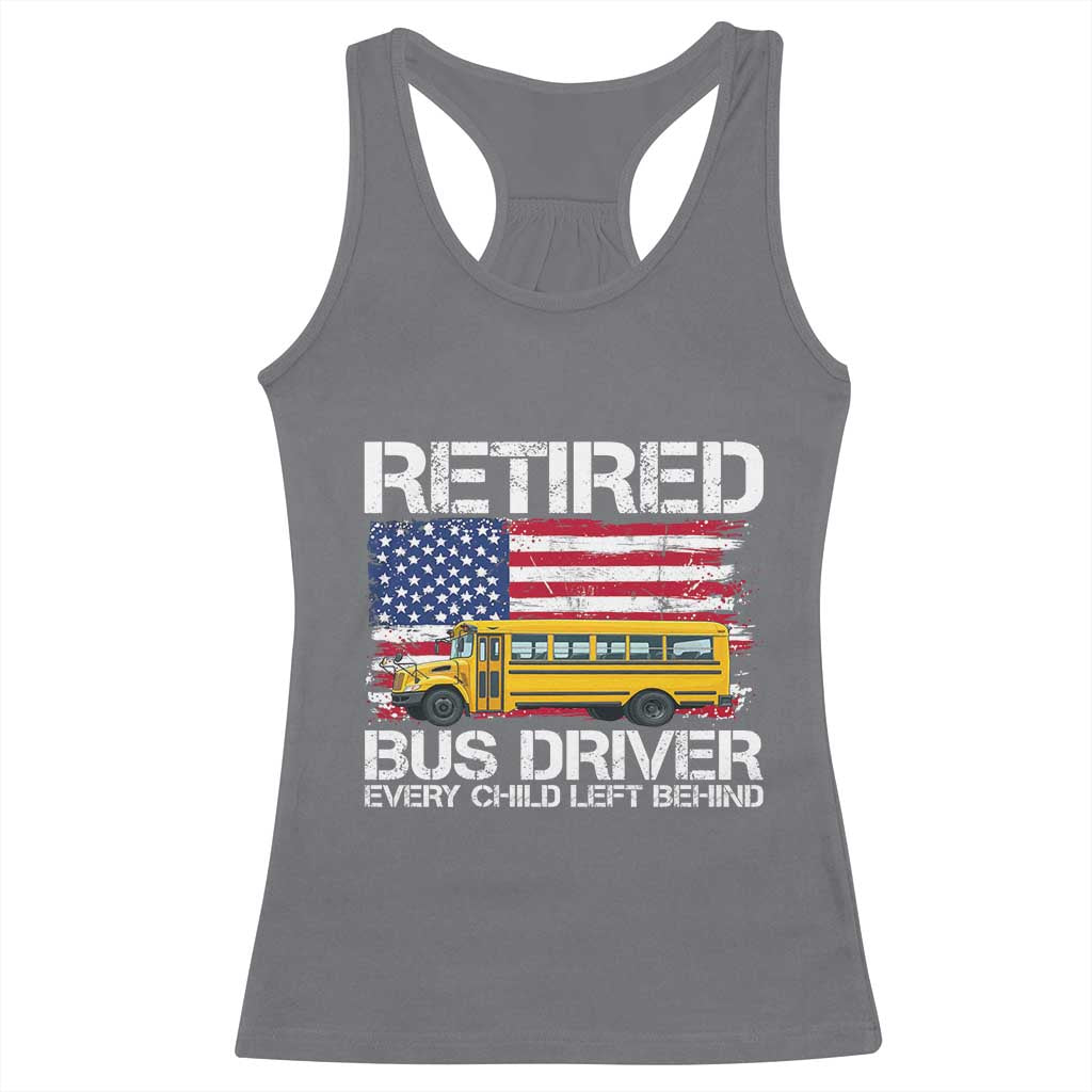 Retired School Bus Driver Racerback Tank Top Patriotic USA American Flag TS14 Charcoal Print Your Wear