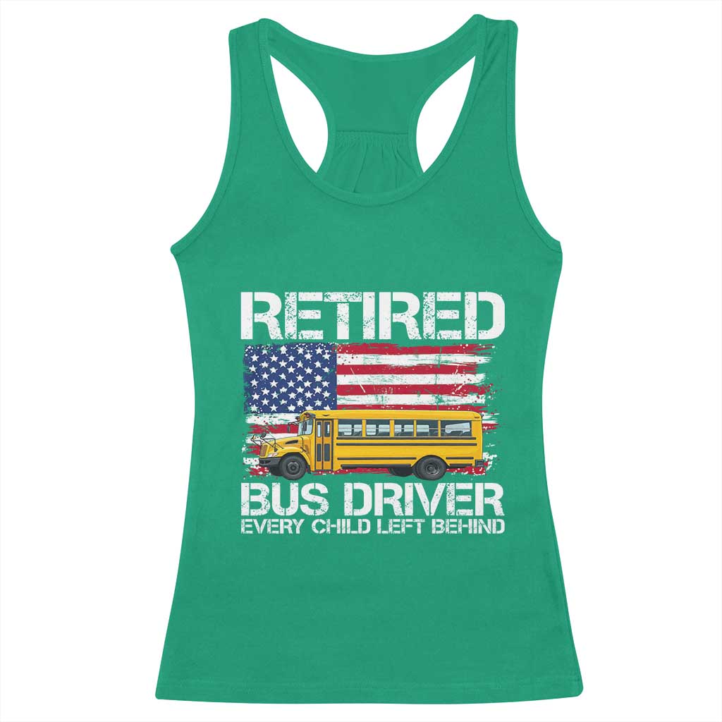 Retired School Bus Driver Racerback Tank Top Patriotic USA American Flag TS14 Irish Green Print Your Wear
