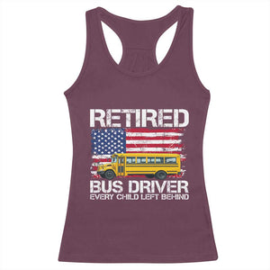 Retired School Bus Driver Racerback Tank Top Patriotic USA American Flag TS14 Maroon Print Your Wear