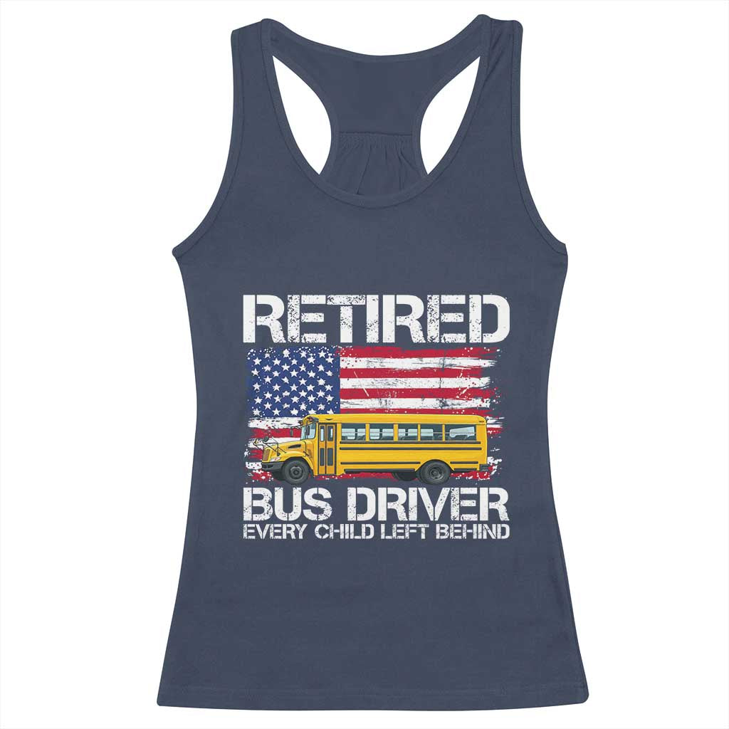 Retired School Bus Driver Racerback Tank Top Patriotic USA American Flag TS14 Navy Print Your Wear