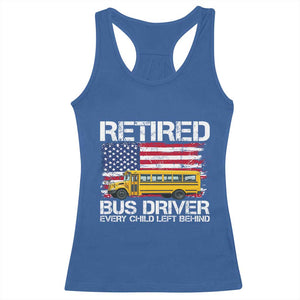 Retired School Bus Driver Racerback Tank Top Patriotic USA American Flag TS14 Royal Blue Print Your Wear