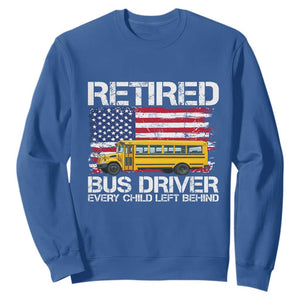 Retired School Bus Driver Sweatshirt Patriotic USA American Flag TS14 Royal Blue Print Your Wear