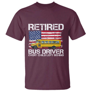 Retired School Bus Driver T Shirt Patriotic USA American Flag TS14 Maroon Print Your Wear