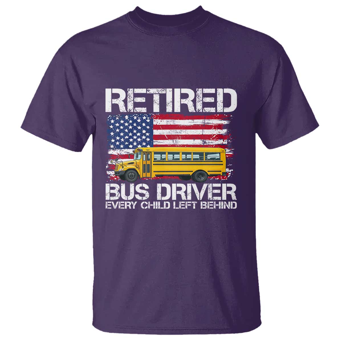 Retired School Bus Driver T Shirt Patriotic USA American Flag TS14 Purple Print Your Wear