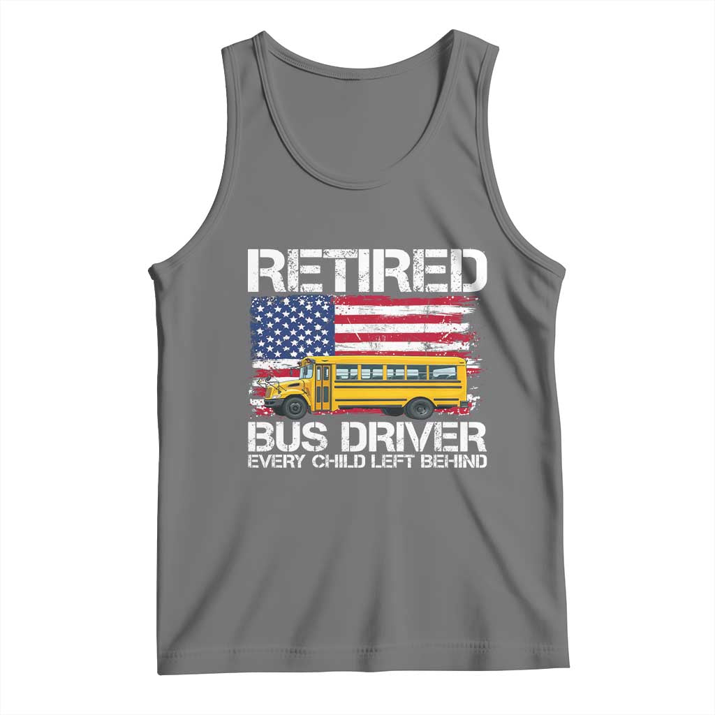 Retired School Bus Driver Tank Top Patriotic USA American Flag TS14 Black Heather Print Your Wear