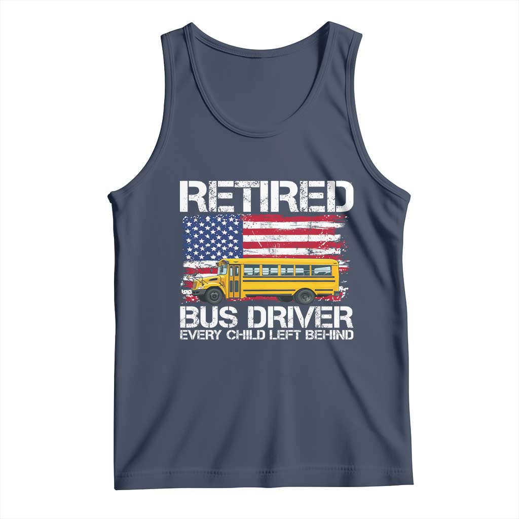 Retired School Bus Driver Tank Top Patriotic USA American Flag TS14 Navy Print Your Wear
