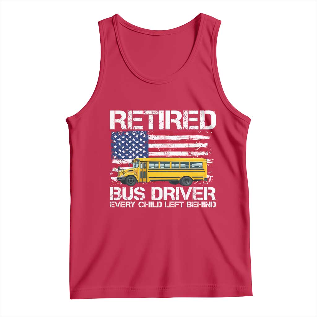 Retired School Bus Driver Tank Top Patriotic USA American Flag TS14 Red Print Your Wear