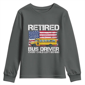 Retired School Bus Driver Youth Sweatshirt Patriotic USA American Flag TS14 Dark Heather Print Your Wear