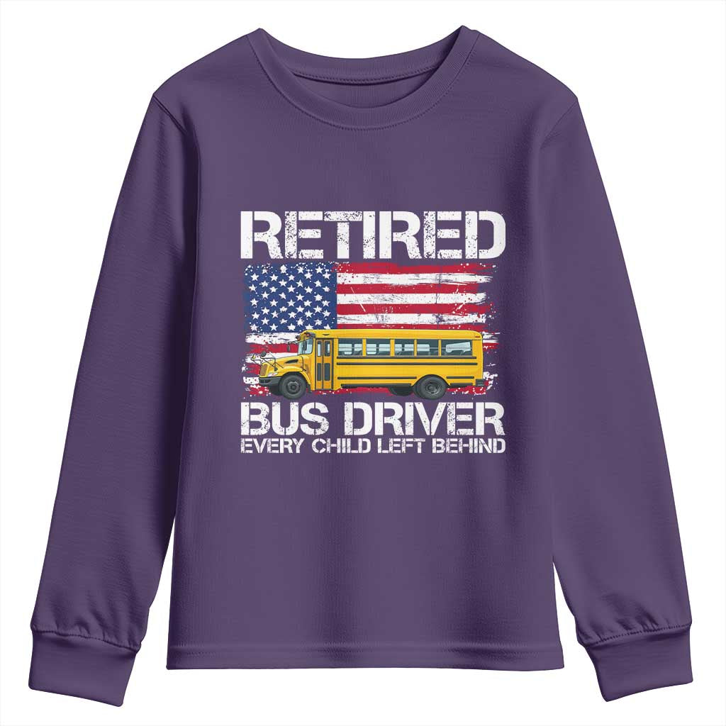 Retired School Bus Driver Youth Sweatshirt Patriotic USA American Flag TS14 Purple Print Your Wear