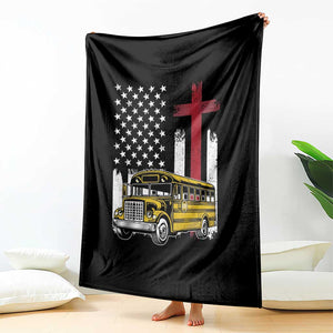 Bus Driver Patriotic Christian USA Flag Throw Blanket School Bus Driver TS14 Print Your Wear