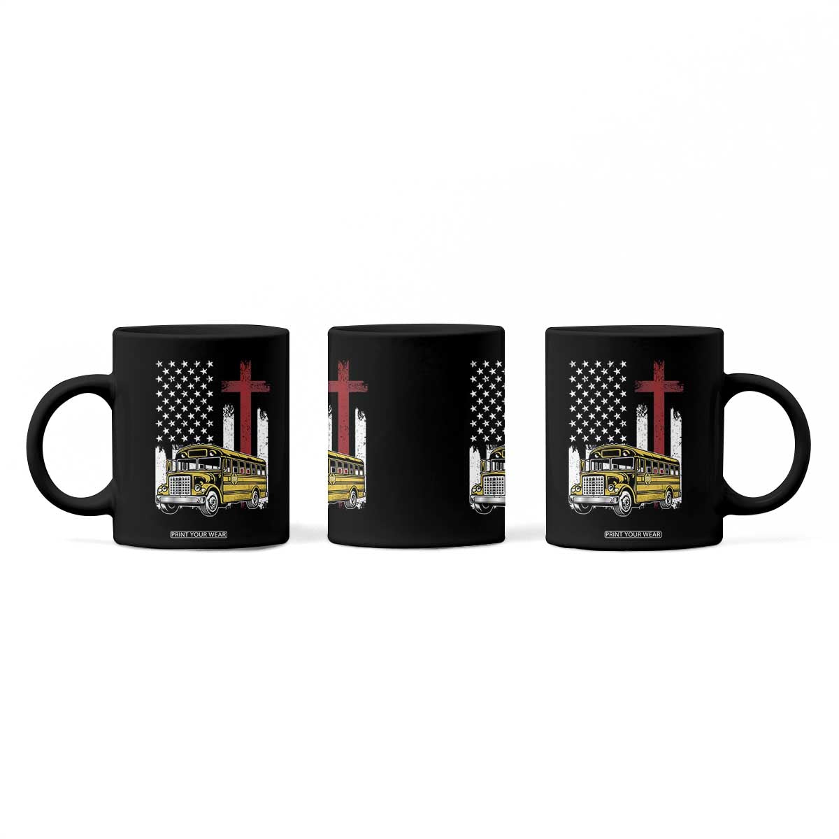 Bus Driver Patriotic Christian USA Flag Coffee Mug School Bus Driver TS14 Print Your Wear