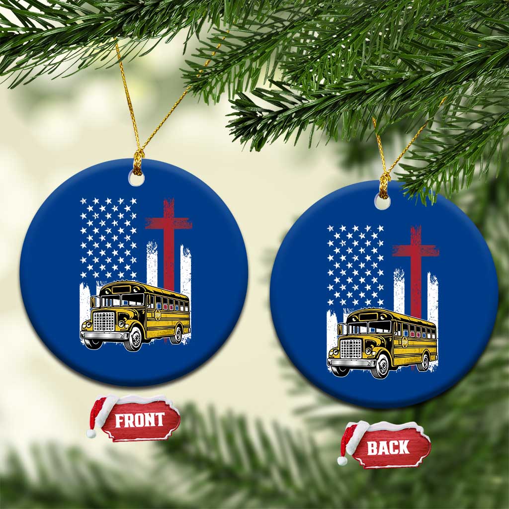 Bus Driver Patriotic Christian USA Flag Ceramic Ornament School Bus Driver TS14 1pc Blue Print Your Wear