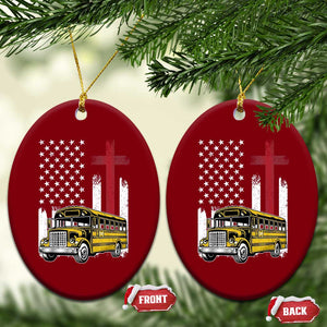Bus Driver Patriotic Christian USA Flag Ceramic Ornament School Bus Driver TS14 Print Your Wear